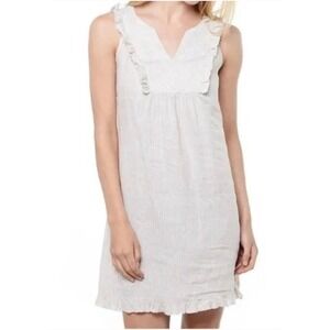 VINEYARD VINES Linen Striped Ruffle Bodice Dress Resort Vacation Cruise Sz 2
